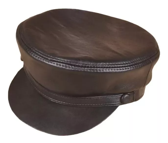 GORRA CUERO LUXHER NEGRO JOCKEY MUJER GENUINO PIEL OVEJA MOD. POINT - 1