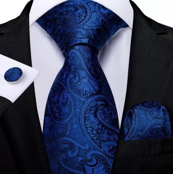 SET CORBATA SEDA LUXHER PAÑUELO Y COLLERAS LUJO HI-TIE MOD. FLORES - 1