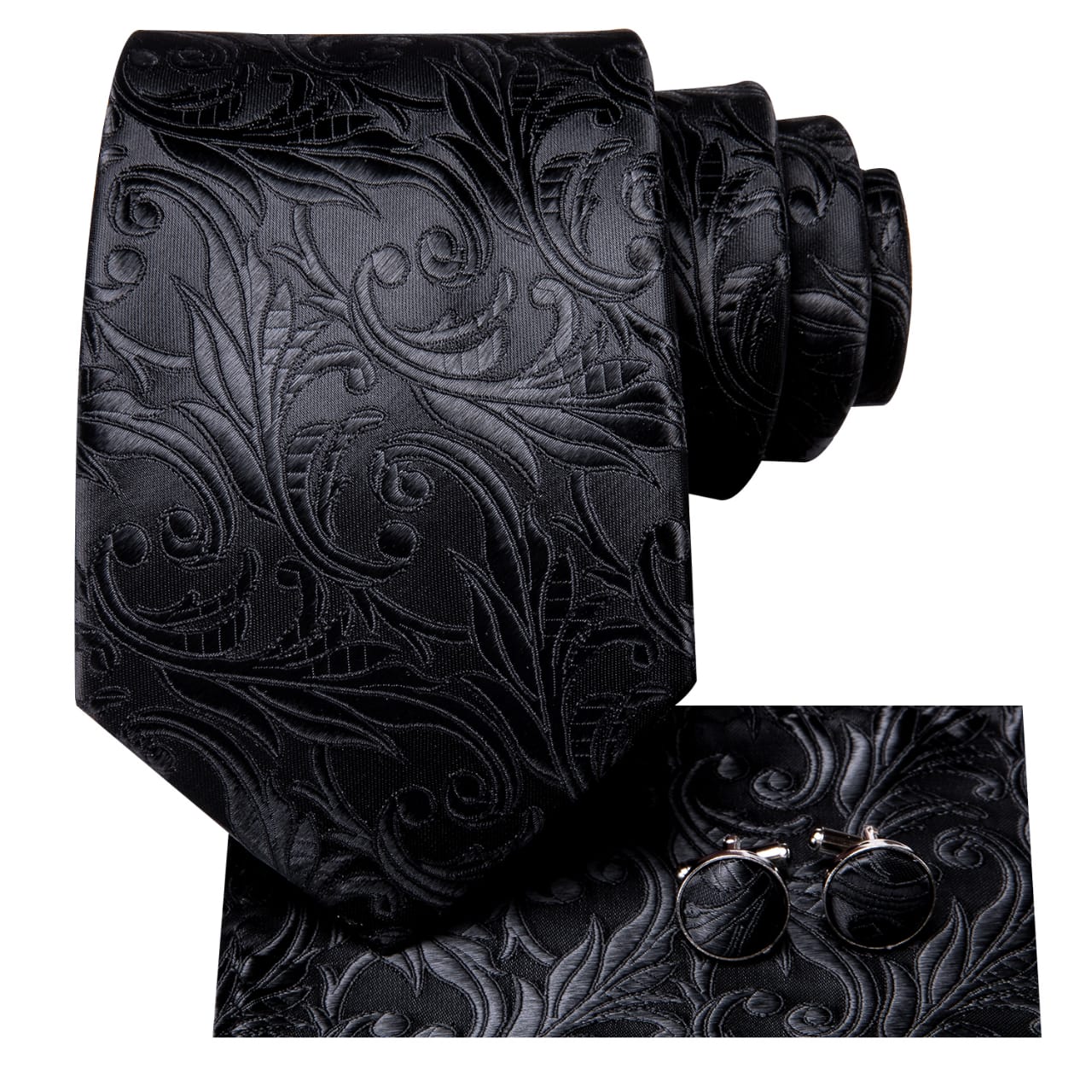 SET CORBATA SEDA LUXHER PAÑUELO Y COLLERAS LUJO HI-TIE MOD. FLORES - 2