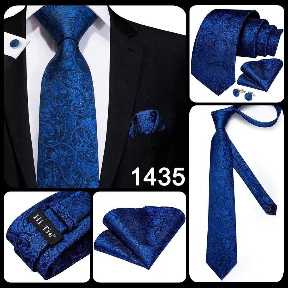 SET CORBATA SEDA LUXHER PAÑUELO Y COLLERAS LUJO HI-TIE MOD. FLORES - 2