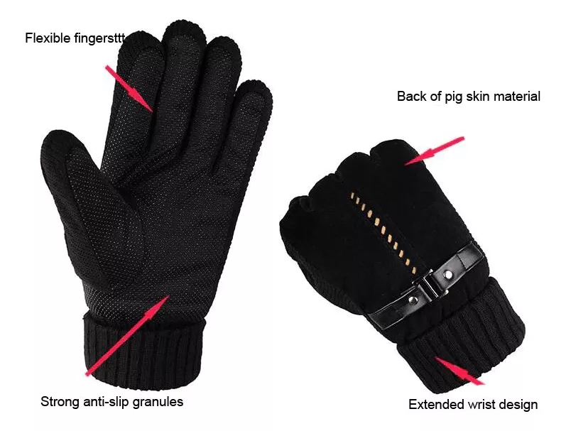 GUANTES PIEL LUXHER NEGRO HOMBRE INVIERNO CERDO LASPEZIA MOD. TYRON - 3