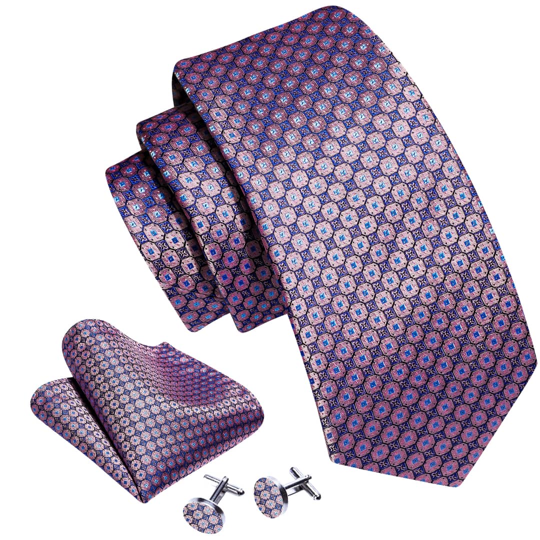 SET CORBATA SEDA LUXHER PAÑUELO Y COLLERAS LUJO HI-TIE MOD PATRON - 2