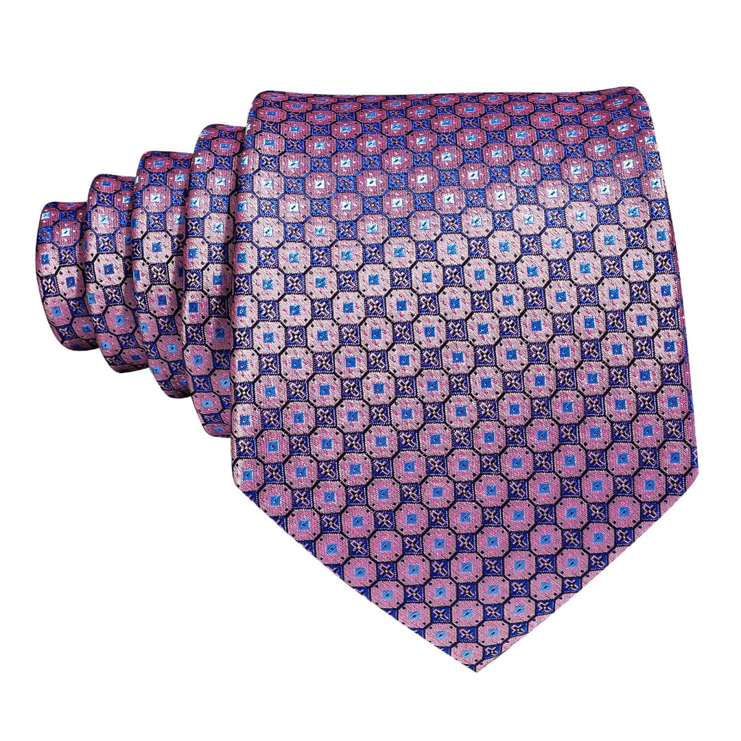 SET CORBATA SEDA LUXHER PAÑUELO Y COLLERAS LUJO HI-TIE MOD PATRON - 3