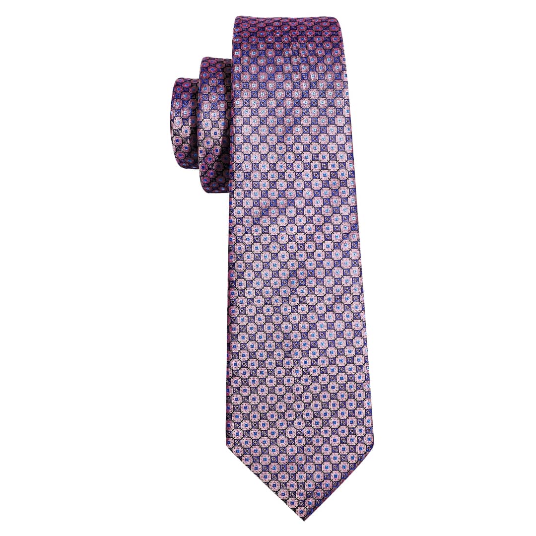 SET CORBATA SEDA LUXHER PAÑUELO Y COLLERAS LUJO HI-TIE MOD PATRON - 4