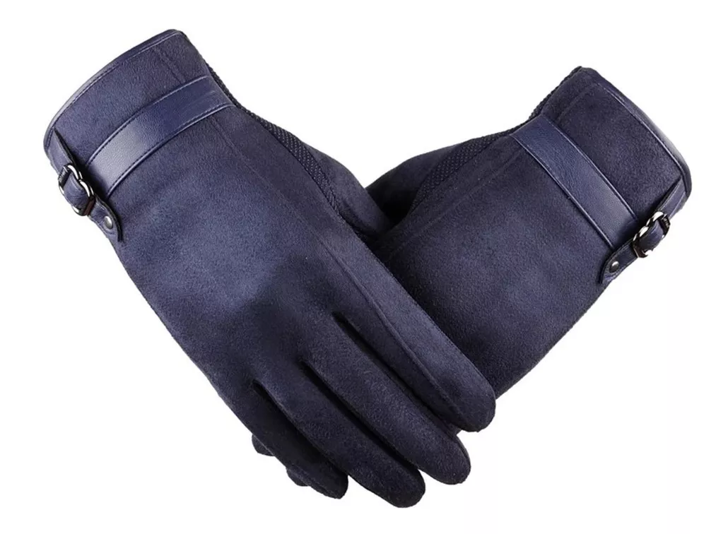 GUANTES TERCIOPELO LUXHER AZUL HOMBRE INVIERNO LASPEZIA MOD. FINES - 1