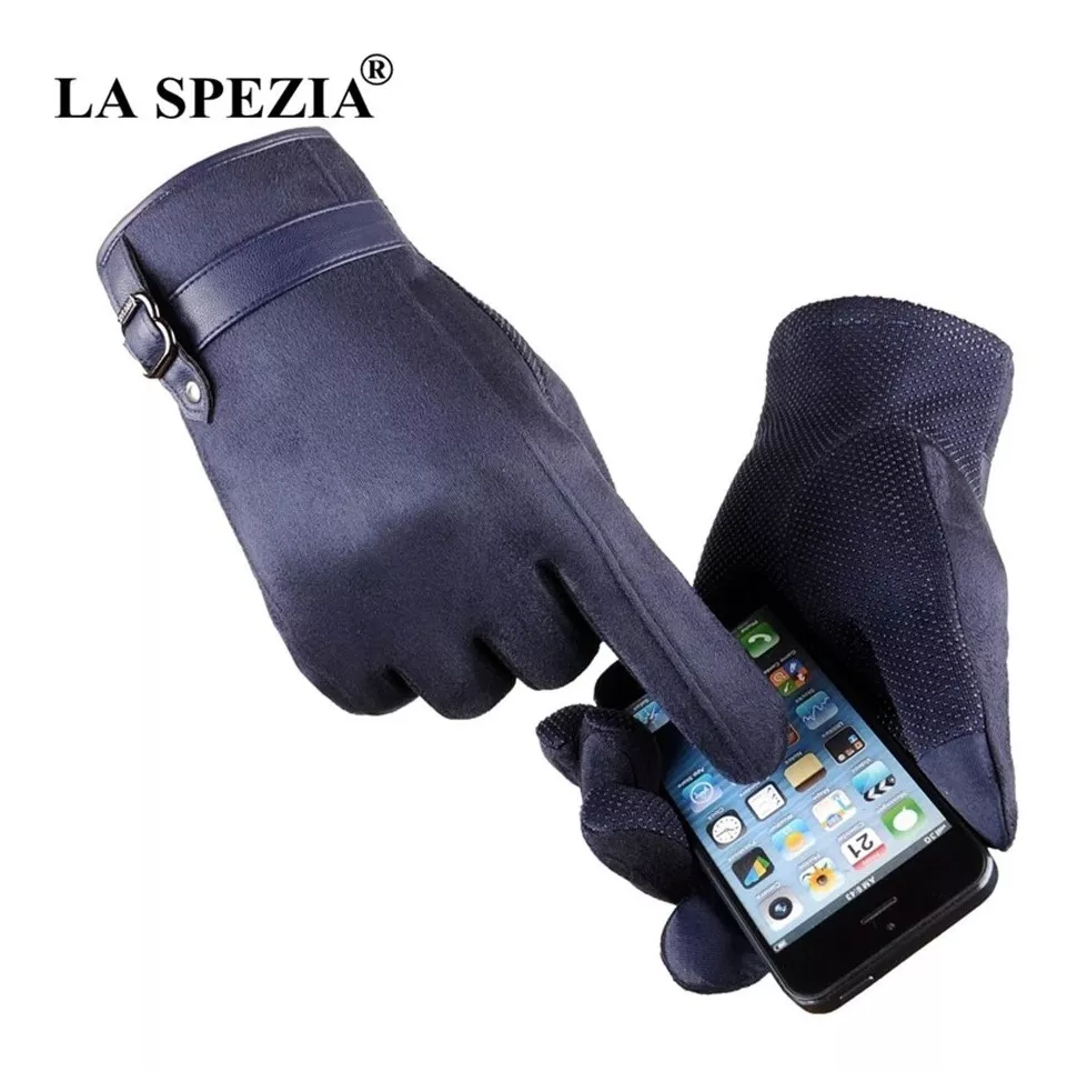 GUANTES TERCIOPELO LUXHER AZUL HOMBRE INVIERNO LASPEZIA MOD. FINES - 2