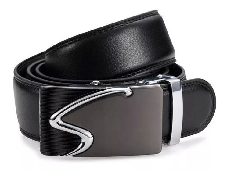 CINTURÓN CUERO LUXHER NEGRO HEBILLA AUTOMÁTICA AJUSTABLE LFMB MOD. SET - 1