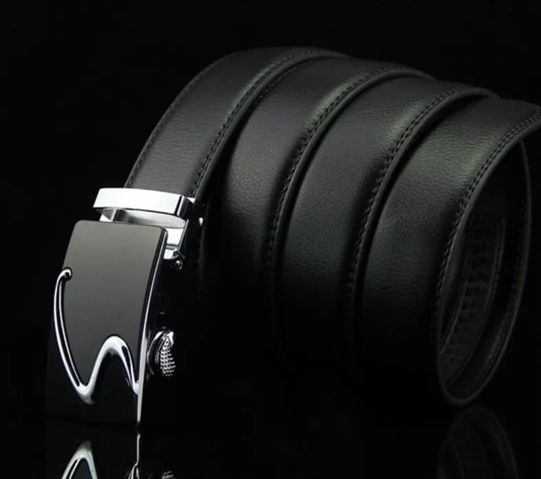 CINTURÓN CUERO LUXHER NEGRO HEBILLA AUTOMÁTICA AJUSTABLE LFMB MOD. SET - 2