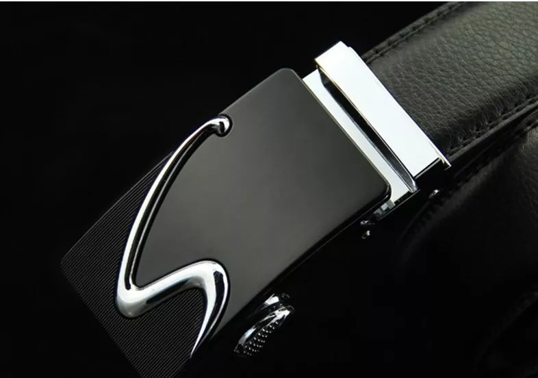 CINTURÓN CUERO LUXHER NEGRO HEBILLA AUTOMÁTICA AJUSTABLE LFMB MOD. SET - 3