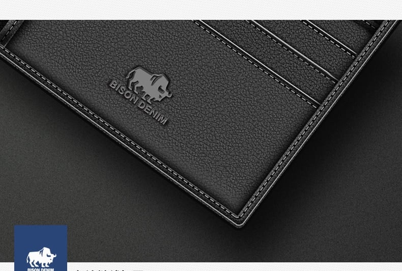 BILLETERA CUERO GENUINO LUJO BISON DENIM - 7