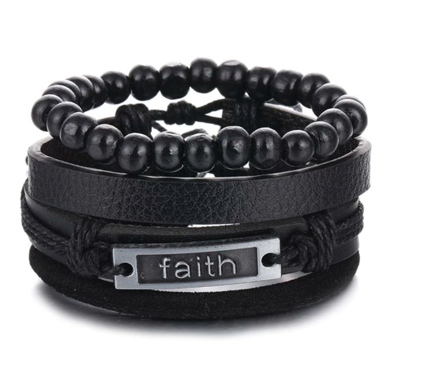 PULSERA LUXHER FAITH DE CUERO AJUSTABLE UNISEX MODELO - 1