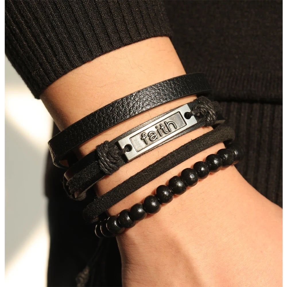PULSERA LUXHER FAITH DE CUERO AJUSTABLE UNISEX MODELO - 2