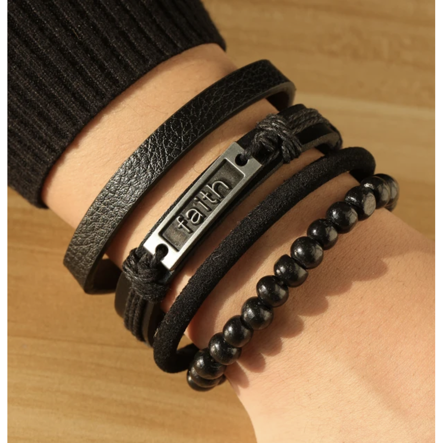 PULSERA LUXHER FAITH DE CUERO AJUSTABLE UNISEX MODELO - 3