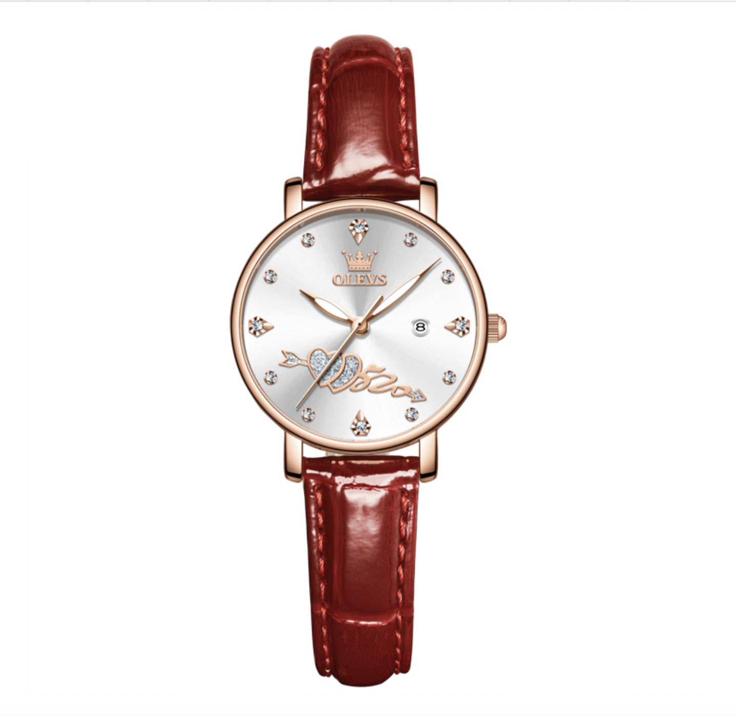 RELOJ DE PULSERA OLEVS DE LUJO MUJER CUARZO CORREA DE CUERO MOD. COUPLE - 1