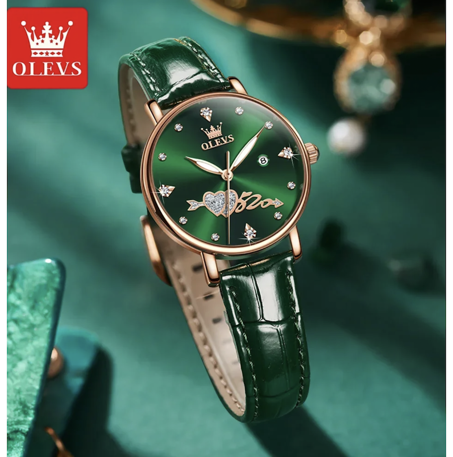 RELOJ DE PULSERA OLEVS DE LUJO MUJER CUARZO CORREA DE CUERO MOD. COUPLE - 2