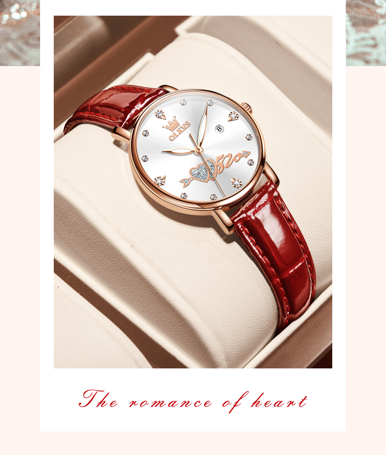 RELOJ DE PULSERA OLEVS DE LUJO MUJER CUARZO CORREA DE CUERO MOD. COUPLE - 2