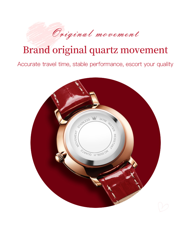 RELOJ DE PULSERA OLEVS DE LUJO MUJER CUARZO CORREA DE CUERO MOD. COUPLE - 3