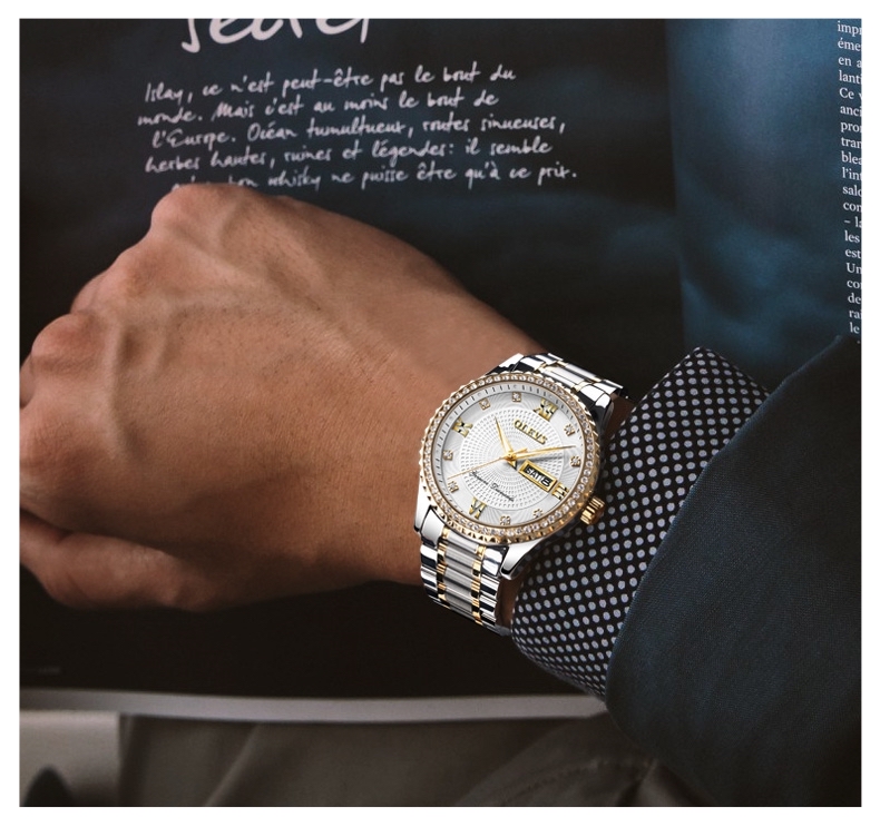 RELOJ DE PULSERA OLEVS DE LUJO HOMBRE CUARZO CORREA ACERO MOD. STONES - 2