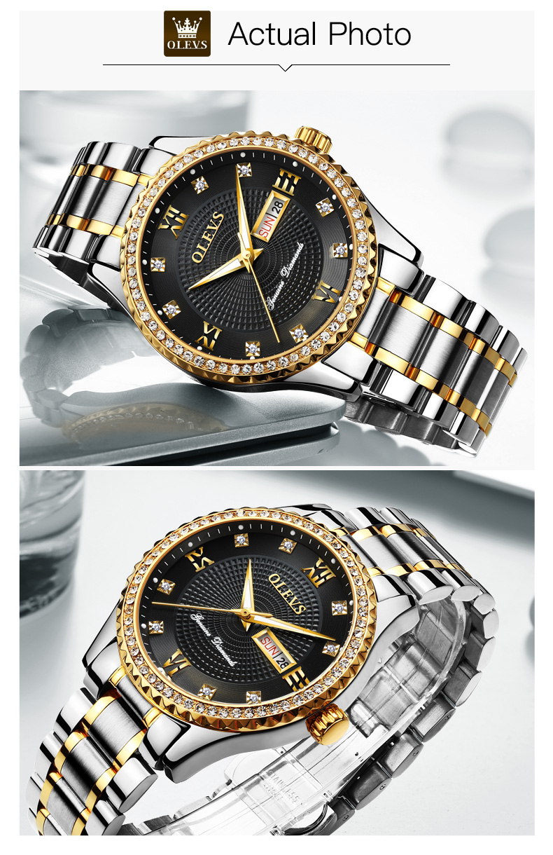RELOJ DE PULSERA OLEVS DE LUJO HOMBRE CUARZO CORREA ACERO MOD. STONES - 4