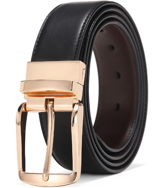 CINTURÓN CUERO LUXHER NEGRO REVERSIBLE GENUINO COOLERFIRE HEBILLA TRAD. - 1
