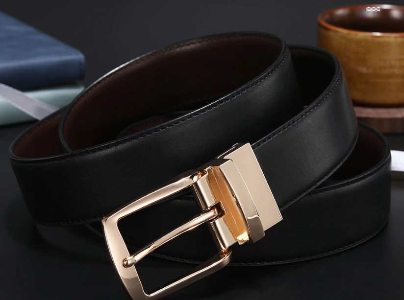 CINTURÓN CUERO LUXHER NEGRO REVERSIBLE GENUINO COOLERFIRE HEBILLA TRAD. - 3
