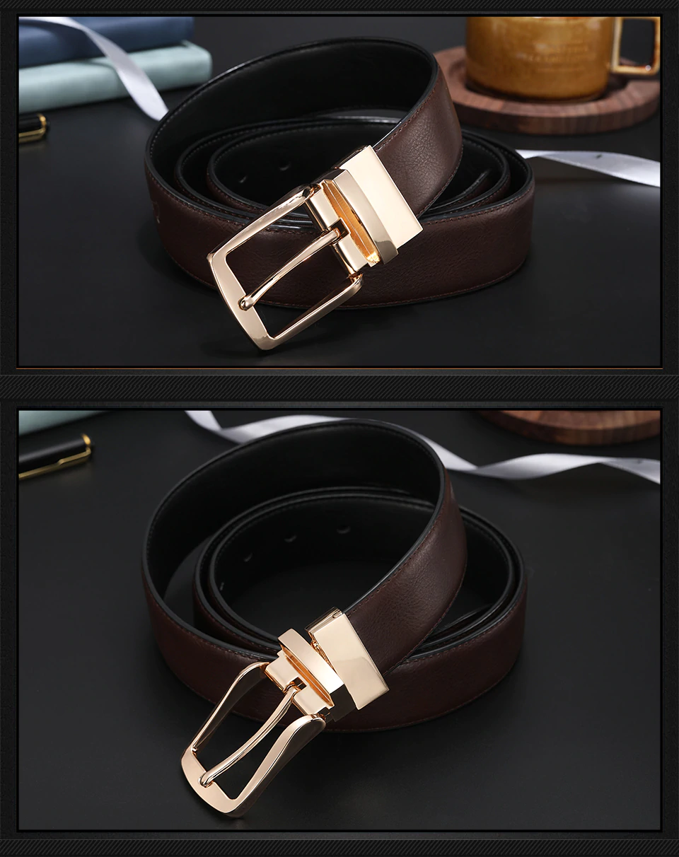 CINTURÓN CUERO LUXHER NEGRO REVERSIBLE GENUINO COOLERFIRE HEBILLA TRAD. - 5
