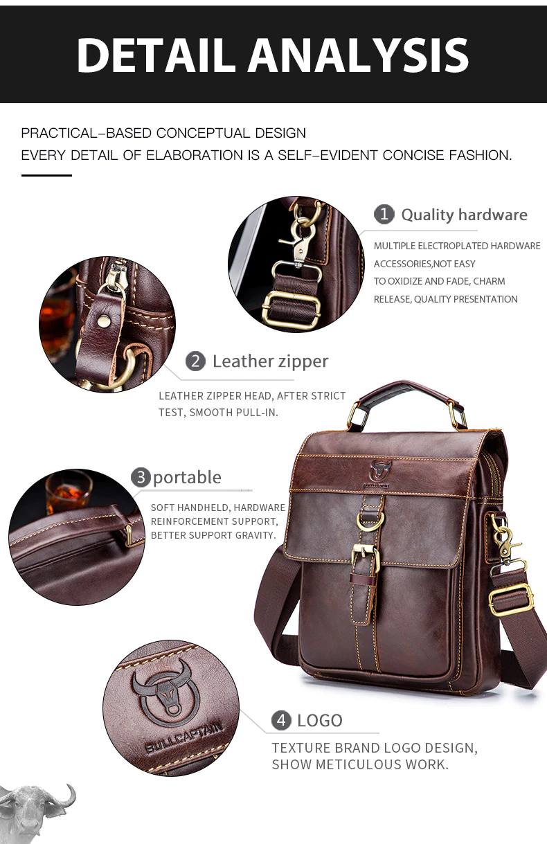 BOLSO/BANDOLERA HOMBRE CUERO GENUINO BULL CAPTAIN MOD. LAND - 6