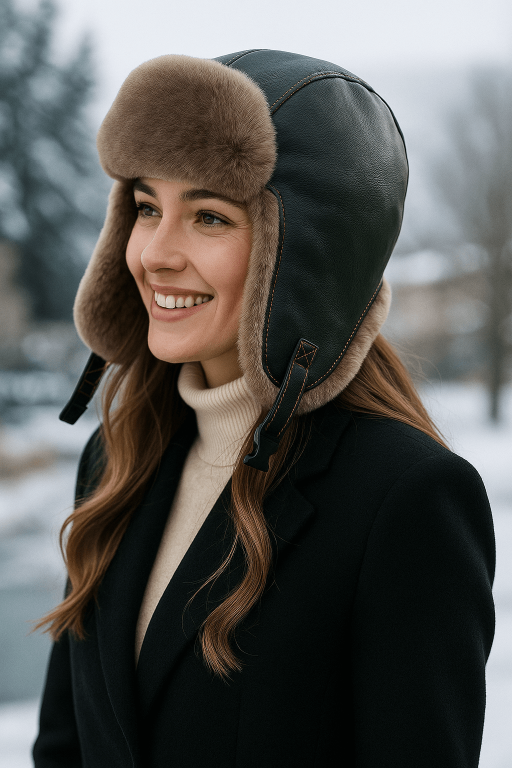 GORRO RUSO LUXHER INVIERNO ECO CUERO UNISEX MOD. BOREAL - 9