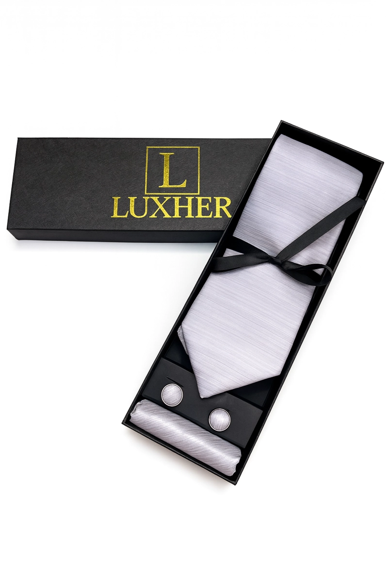 SET DE CORBATA, PAÑUELO Y COLLERAS DE SEDA LUJO LUXHER MOD JASPER - 3