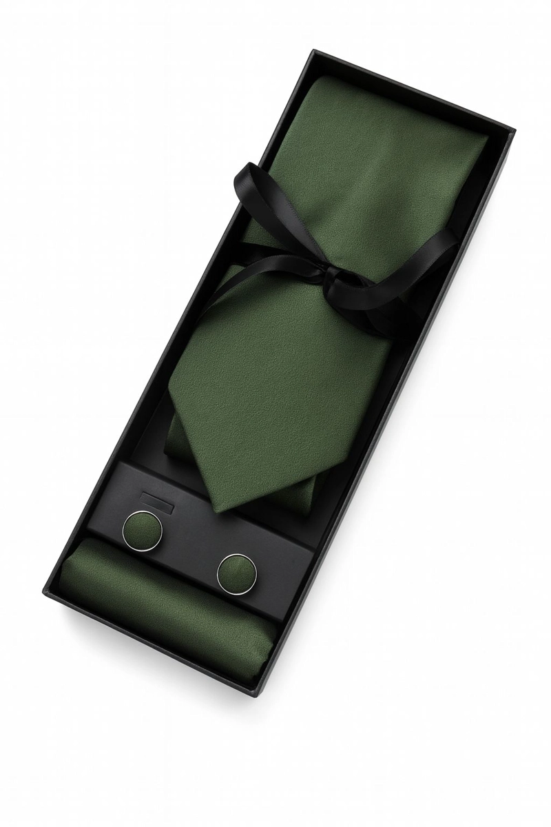 SET CORBATA, PAÑUELO Y COLLERAS SEDA LUJO LUXHER MOD ELEGANCE - 2