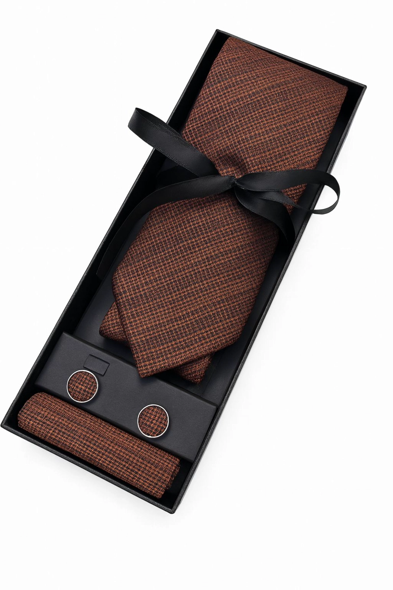 SET CORBATA, PAÑUELO Y COLLERAS SEDA LUJO LUXHER MOD ELEGANCE - 2