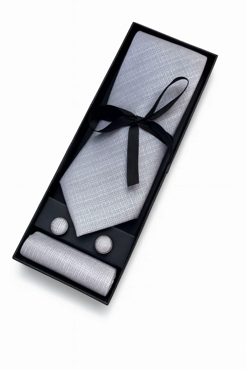 SET CORBATA, PAÑUELO Y COLLERAS SEDA LUJO LUXHER MOD ELEGANCE - 2
