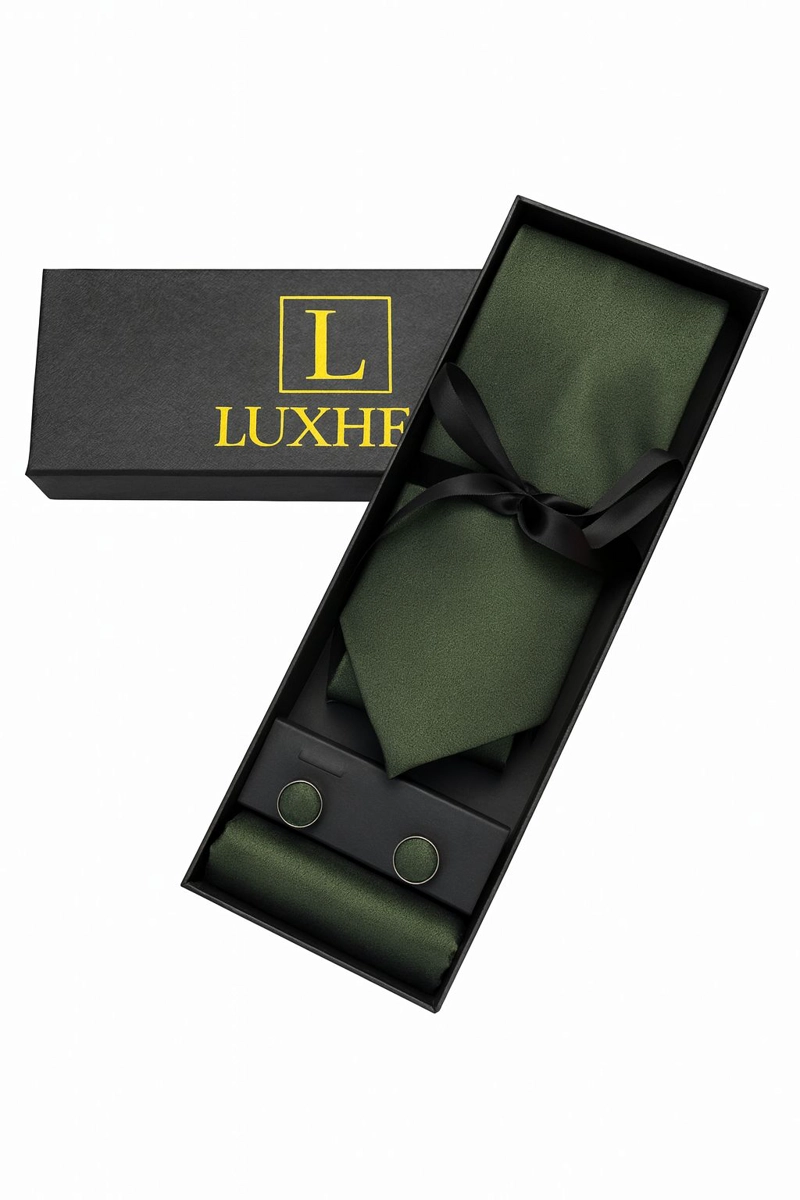 SET CORBATA, PAÑUELO Y COLLERAS SEDA LUJO LUXHER MOD ELEGANCE - 3