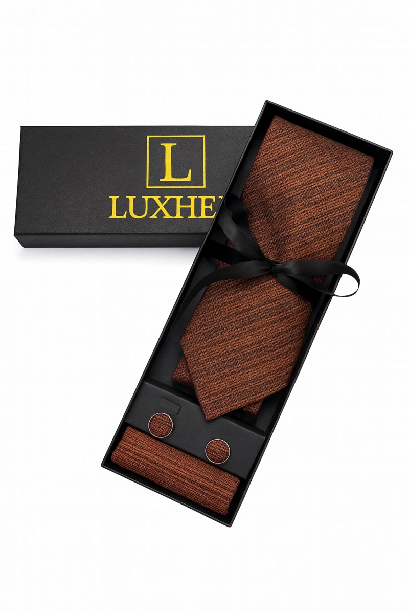 SET CORBATA, PAÑUELO Y COLLERAS SEDA LUJO LUXHER MOD ELEGANCE - 3