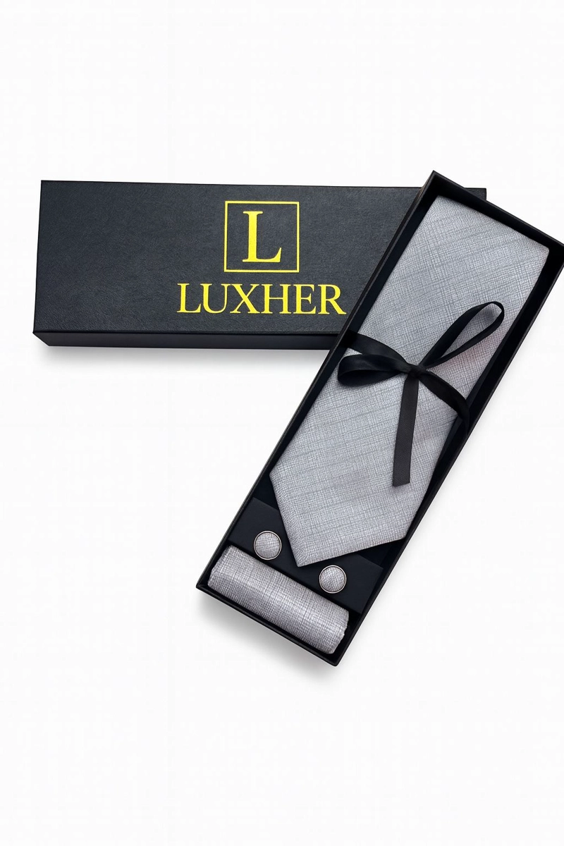 SET CORBATA, PAÑUELO Y COLLERAS SEDA LUJO LUXHER MOD ELEGANCE - 3