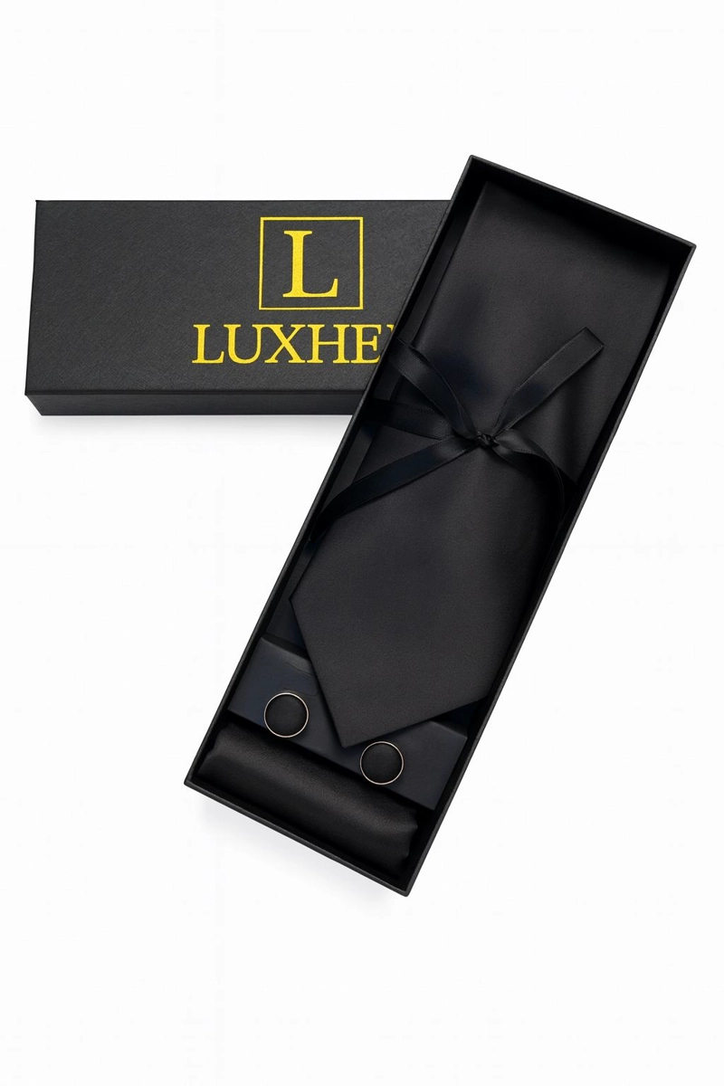SET CORBATA, PAÑUELO Y COLLERAS SEDA LUJO LUXHER MOD ELEGANCE - 3