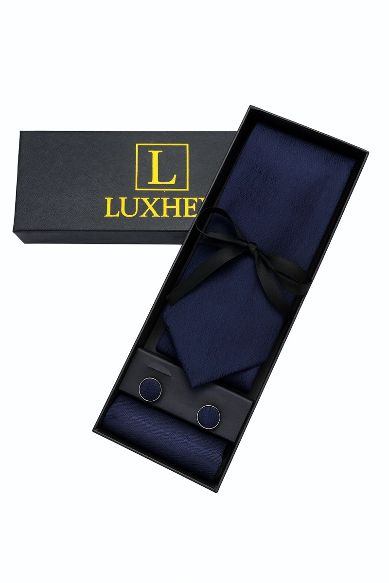 SET CORBATA, PAÑUELO Y COLLERAS SEDA LUJO LUXHER MOD ELEGANCE - 3