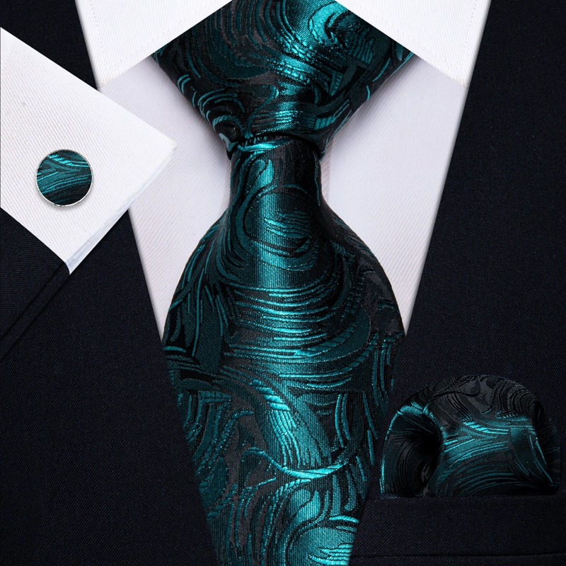 SET DE CORBATA, PAÑUELO Y COLLERAS DE SEDA LUJO LUXHER MOD FLORAL - 1