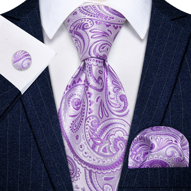 SET DE CORBATA, PAÑUELO Y COLLERAS DE SEDA LUJO LUXHER MOD FLORAL - 1