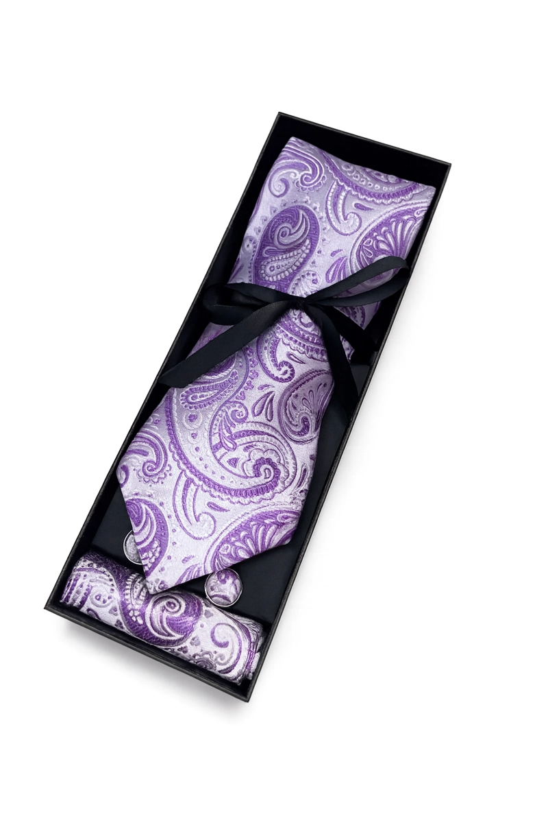 SET DE CORBATA, PAÑUELO Y COLLERAS DE SEDA LUJO LUXHER MOD FLORAL - 2