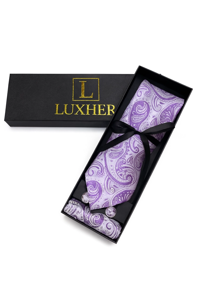 SET DE CORBATA, PAÑUELO Y COLLERAS DE SEDA LUJO LUXHER MOD FLORAL - 3