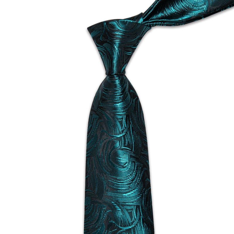 SET DE CORBATA, PAÑUELO Y COLLERAS DE SEDA LUJO LUXHER MOD FLORAL - 4