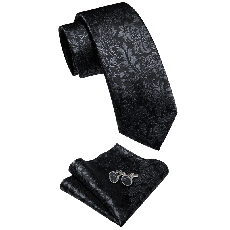SET DE CORBATA, PAÑUELO Y COLLERAS DE SEDA LUJO LUXHER MOD FLORAL - 5