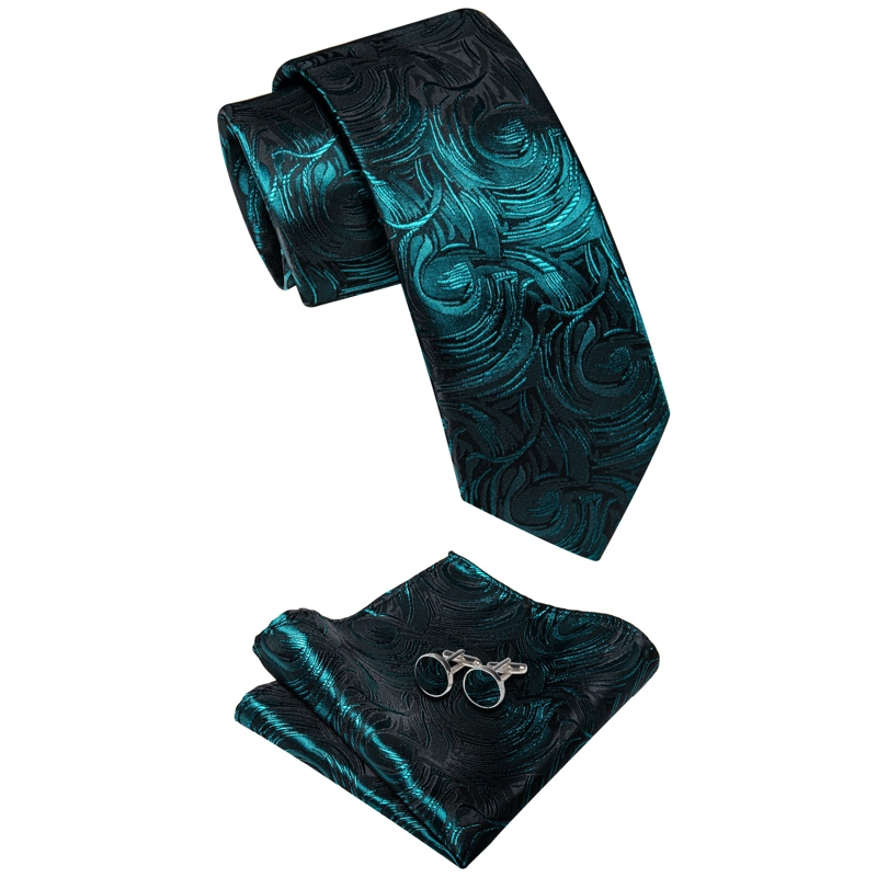 SET DE CORBATA, PAÑUELO Y COLLERAS DE SEDA LUJO LUXHER MOD FLORAL - 5