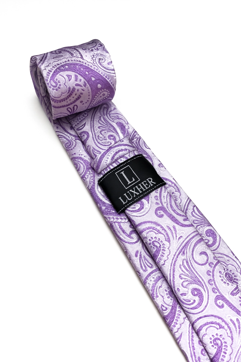 SET DE CORBATA, PAÑUELO Y COLLERAS DE SEDA LUJO LUXHER MOD FLORAL - 5