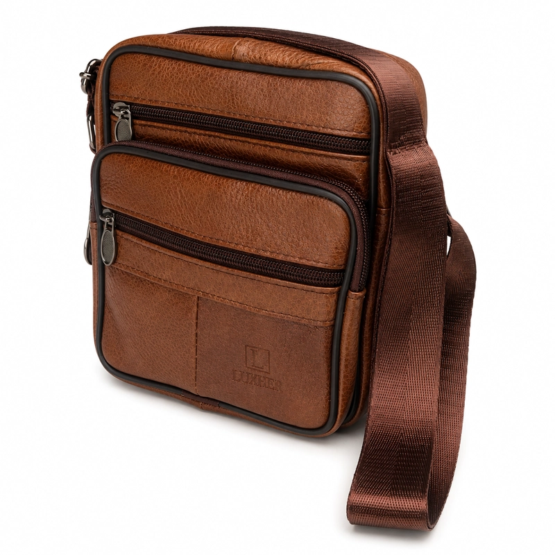 BOLSO BANDOLERA CUERO GENUINO PREMIUM LUXHER MODELO VECTOR - 1