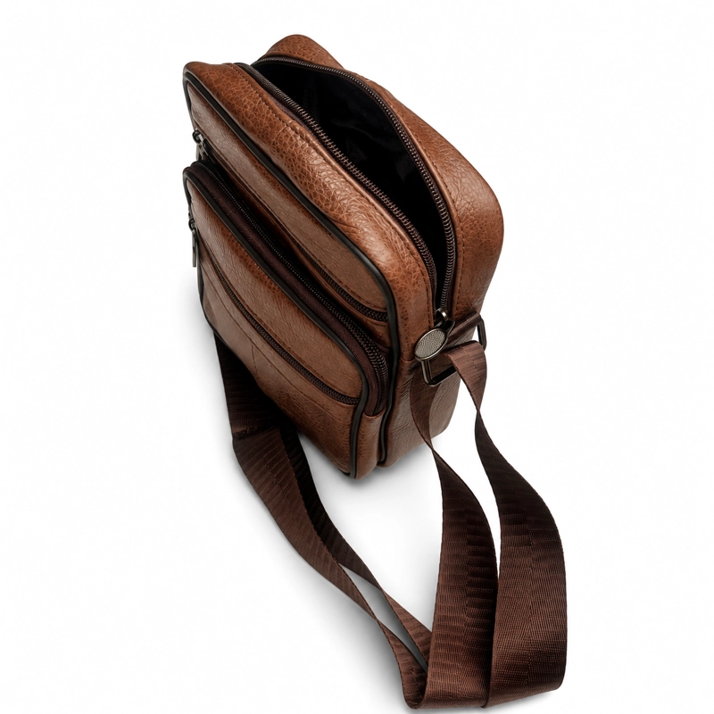 BOLSO BANDOLERA CUERO GENUINO PREMIUM LUXHER MODELO VECTOR - 8