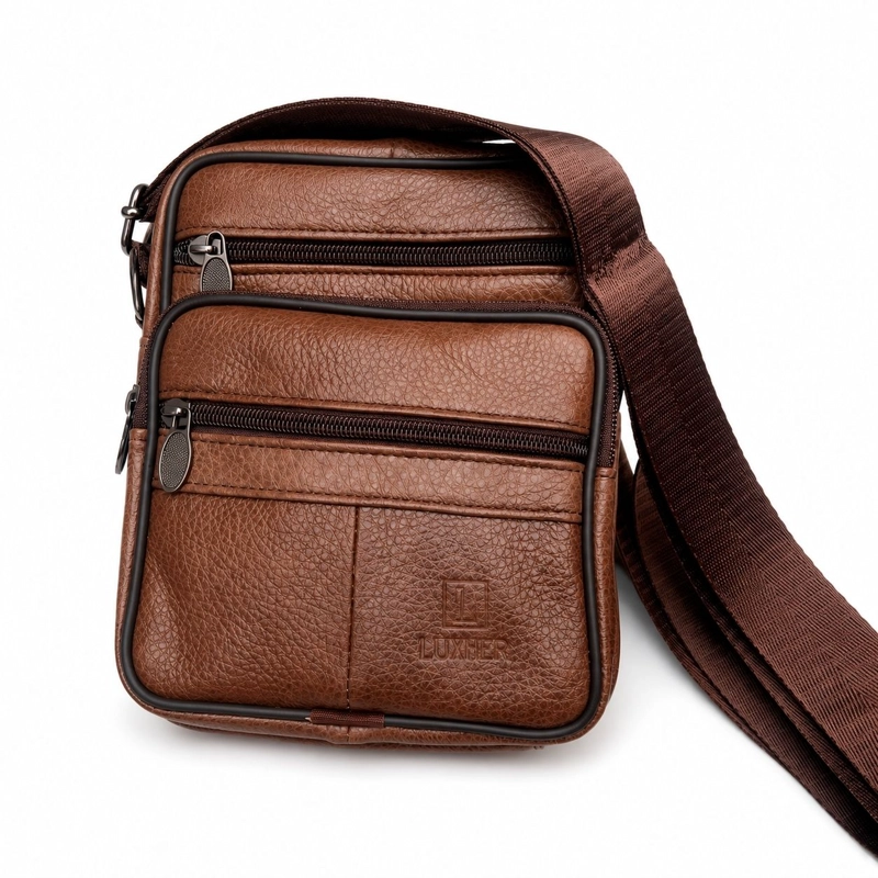 BOLSO BANDOLERA CUERO GENUINO PREMIUM LUXHER MODELO VECTOR - 9