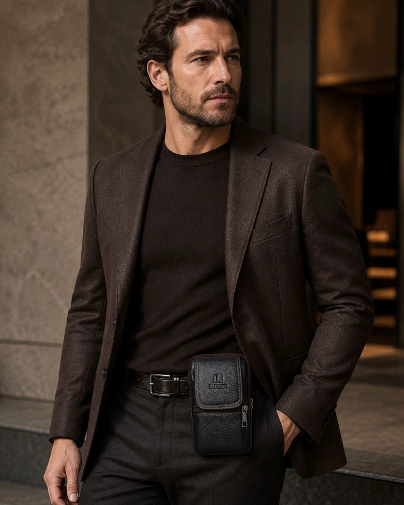BOLSO RIÑONERA HOMBRE CUERO GENUINO PREMIUM LUXHER SIRIO - 2
