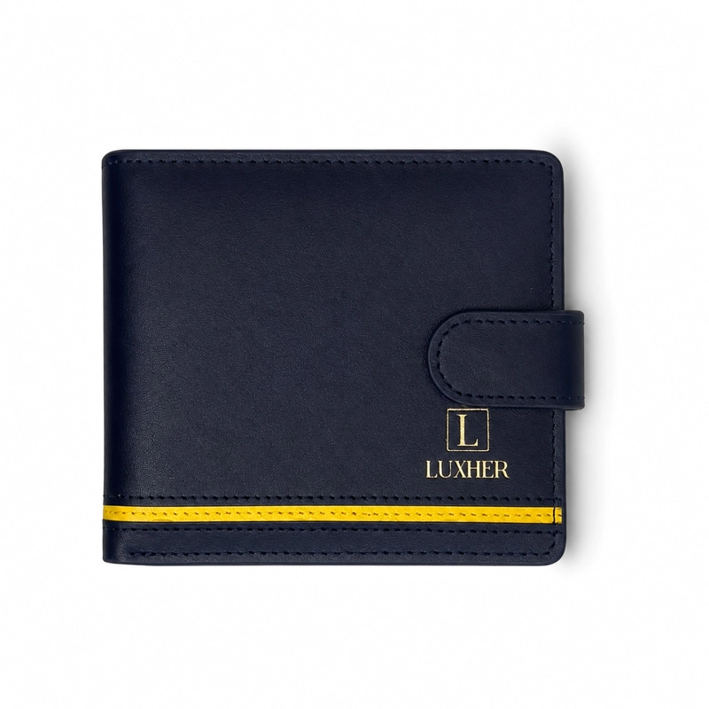 BILLETERA HOMBRE CUERO GENUINO PROTECCION RFID LUXHER AUREO - 1